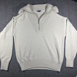 Ann Taylor LOFT Women's Cream 1/4 Zip Pullover Sweatshirt Size Medium